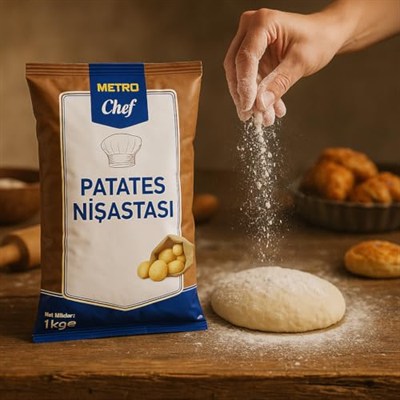 Metro Chef Patates Nişastası, 1 kg, İnce Toz Kıvamında, Gıda ve Pastacılık İçin