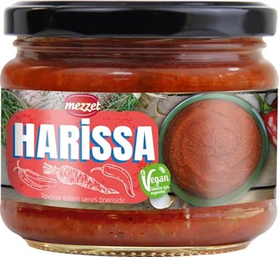 Mezzet Vegan Harissa Sos 300 G - Tunus Usulü Katkısız Acı Biber Ezmesi ve Gurme Meze