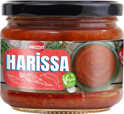 Mezzet Vegan Harissa Sos 300 G - Tunus Usulü Katkısız Acı Biber Ezmesi ve Gurme Meze