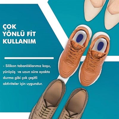 MG01 - Silikon Ortopedik | Ark Destekli, Darbe Emici, Topuk Dikeni Için Yumuşak Iç Tabanlık (41-42)