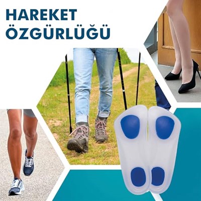 MG02 - Silikon 3/4 Ortopedik | Ark Destekli, Darbe Emici, Topuk Dikeni Için Yumuşak Iç Tabanlık (41-43)