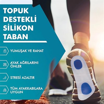 MG02 - Silikon 3/4 Ortopedik | Ark Destekli, Darbe Emici, Topuk Dikeni Için Yumuşak Iç Tabanlık (41-43)