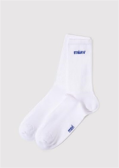 Miav Baskılı Beyaz Soket Çorap 0911440-620