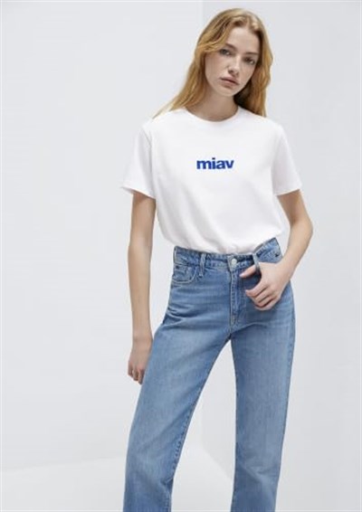 Miav Baskılı Beyaz Tişört Regular Fit/Normal Kesim 1610622-620