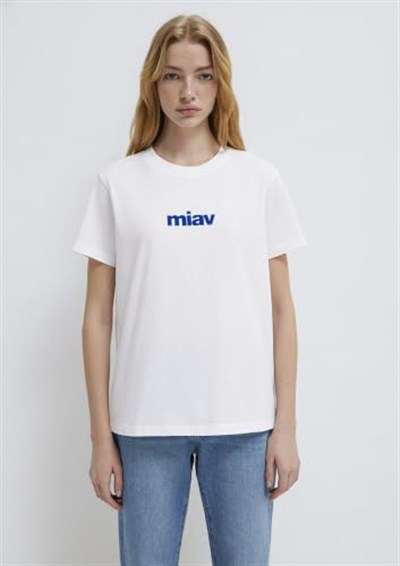 Miav Baskılı Beyaz Tişört Regular Fit/Normal Kesim 1610622-620