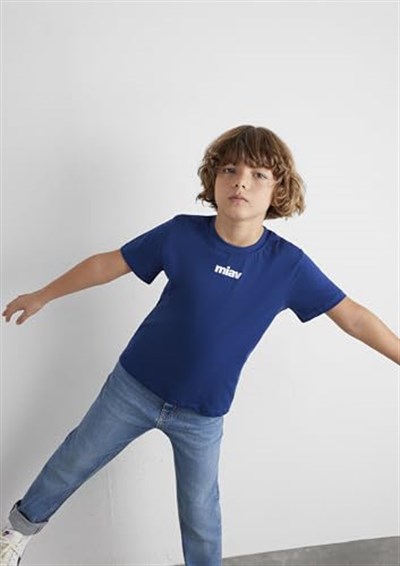 Miav Baskılı Lacivert Çocuk Tişört Regular Fit/Normal Kesim 6633270722