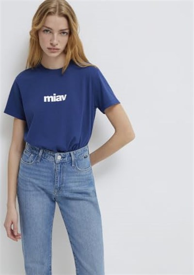 Miav Baskılı Lacivert Tişört Regular Fit/Normal Kesim 1610622-70722