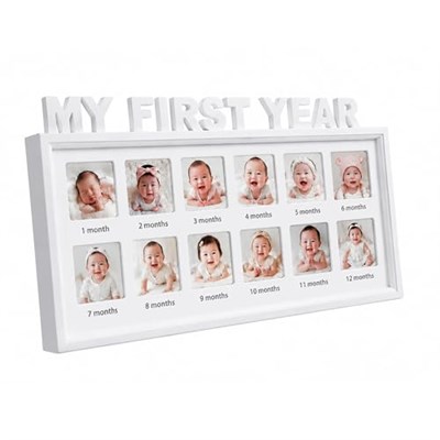 MICKYU Bebek Resim Çerçeveleri, İlk Yılım 12 Aylık Hatıra Fotoğraf Çerçevesi, Yenidoğan Bebek için, Anne Ebeveynler için İlk Anneler Günü Hediyeleri (Beyaz)