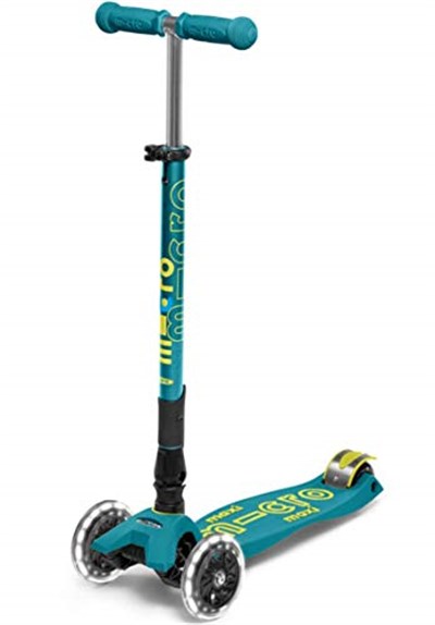 Micro Maxi Deluxe Foldable Led 3 Tekerlekli Katlanabilir Scooter Petrol Yeşili, 5-12 Yaş, Ayarlanabilir Gidon, Işıklı Tekerlekler, 50 Kg Taşıma Kapasitesi