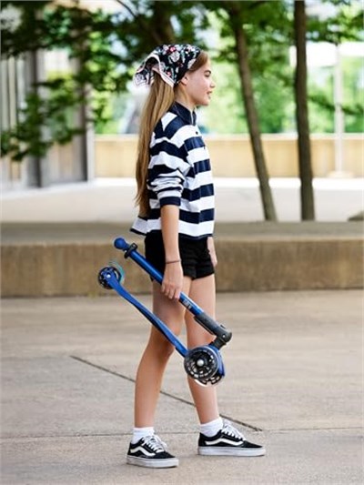 Micro Maxi Deluxe Foldable Led 3 Tekerlekli Katlanabilir Scooter Navy Blue, 5-12 Yaş, Ayarlanabilir Gidon, Işıklı Tekerlekler, 50 Kg Taşıma Kapasitesi