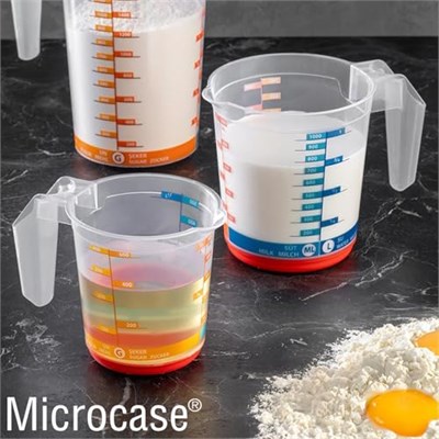 Microcase 1000 ml Saplı Plastik Dereceli Renkli Ölçü Kabı - AL4693