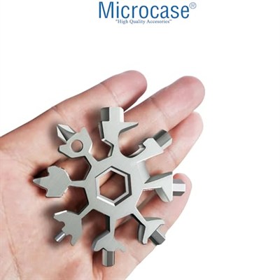 Microcase 18in1 Paslanmaz Çelik Kar Tanesi Taşınabilir Çok Fonksiyonlu Alyan Anahtarlık AL4245 (Beyaz)