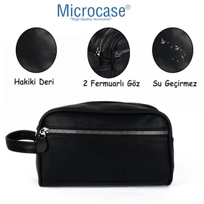 Microcase Unisex 2 Gözlü Günlük Portföy Tıraş Makyaj Kuzu Derisi El Çantası-AL4433