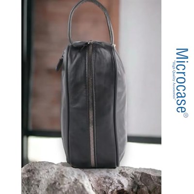 Microcase Unisex 2 Gözlü Günlük Portföy Tıraş Makyaj Kuzu Derisi El Çantası-AL4433