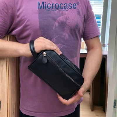 Microcase Unisex 2 Gözlü Günlük Portföy Tıraş Makyaj Kuzu Derisi El Çantası-AL4433