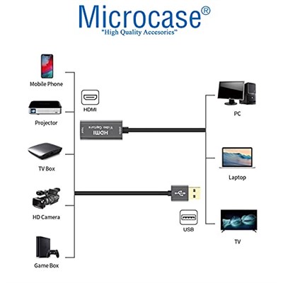 Microcase USB 3.0 HDMI Video Capture Video Kayıt Ekran Aktarma Adaptörü - AL2622
