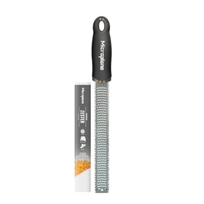 Microplane Narenciye, sert peynir, zencefil, çikolata, hindistan cevizi ve yer mantarı için Premium Classic serisinden Microplane Zester rende ince siyah paslanmaz çelik