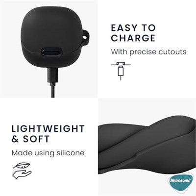 Microsonic Anker Soundcore Liberty 4 NC için Kılıf Askılı Mat Silikon Siyah [Soundcore Liberty 4 NC ile Uyumlu Kılıf - Siyah] - Seçenekler: Soundcore Liberty 4 NC, Soundcore Liberty 4 Pro...