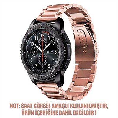 Microsonic Huawei Watch GT3 42mm için Metal Stainless Steel Kordon Rose Gold [Watch GT3 42mm ile Uyumlu Kordon - Rose Gold]