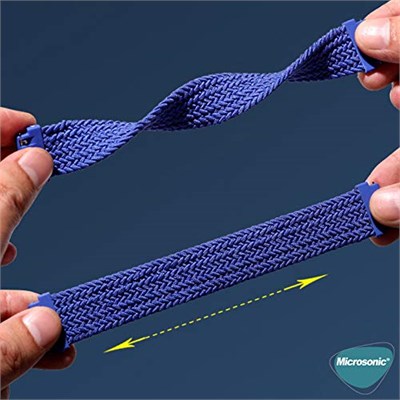 Microsonic Realme Watch S Pro için Kordon, (Small Size, 135mm) Braided Solo Loop Band Siyah [Watch S Pro ile Uyumlu Kordon - Siyah]