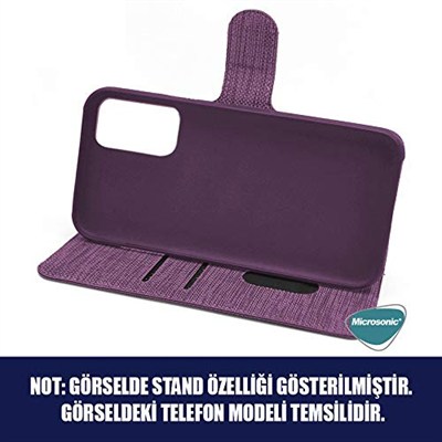 Microsonic Reeder P13 Blue Max Pro için Kılıf Fabric Book Wallet Mor [P13 Blue Max Pro ile Uyumlu Kılıf - Mor]