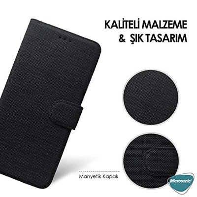 Microsonic Xiaomi Poco X3 GT için Kılıf Fabric Book Wallet Siyah [Poco X3 GT ile Uyumlu Kılıf - Siyah]
