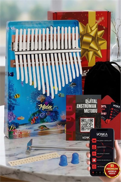 Midex KLX-640 Okyanus Cam Kalimba 17 Tuşlu Full Set - Seçenekler: KLX-640, KLX-650, KLX-640-PAK, KLX-650-PAK, KLX-660-PAK...