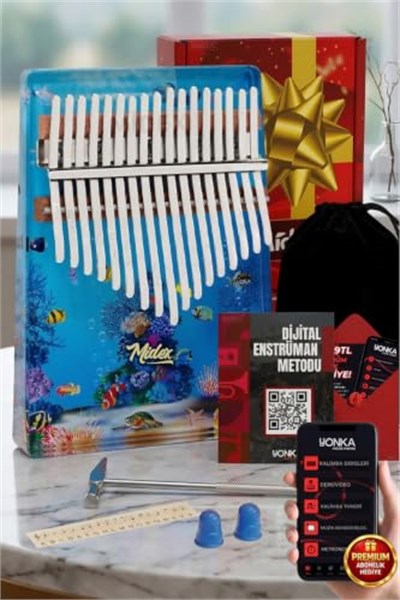 Midex KLX-640 Okyanus Cam Kalimba 17 Tuşlu Full Set - Seçenekler: KLX-640, KLX-650, KLX-640-PAK, KLX-650-PAK, KLX-660-PAK...