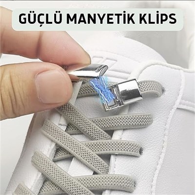 Mıknatıslı Metal Klipsli Lastikli Ayakkabı Bağcığı, Elastik Pratik Akıllı Bağcık, Çocuk, Spor, Günlük Ayakkabı, Bot Bağcığı 1 Çift