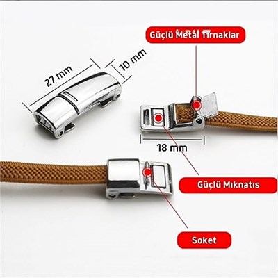 Mıknatıslı Metal Klipsli Lastikli Ayakkabı Bağcığı, Elastik Pratik Akıllı Bağcık, Çocuk, Spor, Günlük Ayakkabı, Bot Bağcığı 1 Çift
