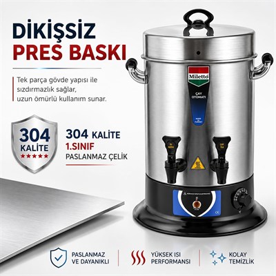 Miletto 120 Bardak Standart Çay Makinesi 12 lt - MR23