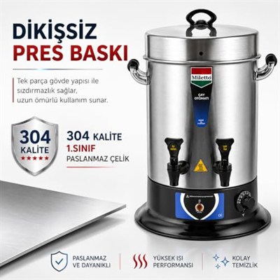 Miletto 120 Bardak Standart Çay Makinesi 12 lt - MR23