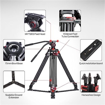 miliboo mtt609 a 168,9 cm taşınabilir alüminyum tripod, 360 derece küre başlı, 1/10,2 cm hızlı değiştirme plakası, DSLR fotoğraf makinesi/Vdeo için, toka ve zemin üzerinde tasarım daha fazla sağlamlık