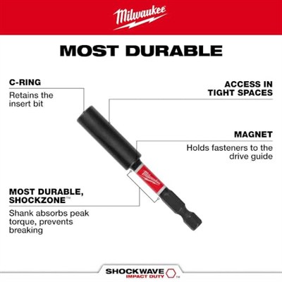 Milwaukee Mıknatıslı uç tutucu 48324511 1/4 inç - 152 mm altıgen şok dalgası, 1 adet