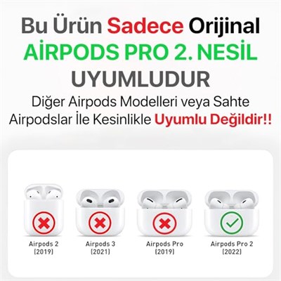 Minesk Airpods Pro 2 ile Uyumlu Şeffaf Cyrstal Clear Ultra Berrak Silikon Kılıf - Alt Üst Ayrı (Airpods Pro 2)