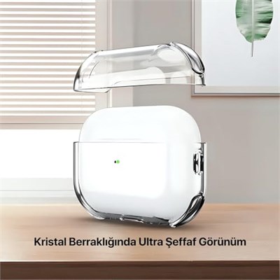 Minesk Airpods PRO 3 için Ultra Şeffaf Silikon Kılıf Darbe Emici Köşeler ile Mükemmel Koruma ve Yüksek Kaliteli Taşıma Karabinalı A - Seçenekler: Airpods Pro 1.Nesil, Airpods Pro 2.Nesil, Airpods 3...