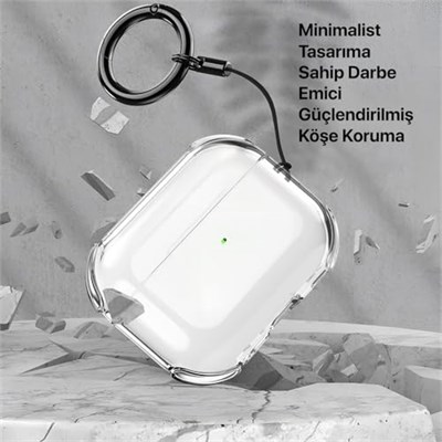 Minesk Airpods PRO 3 için Ultra Şeffaf Silikon Kılıf Darbe Emici Köşeler ile Mükemmel Koruma ve Yüksek Kaliteli Taşıma Karabinalı A - Seçenekler: Airpods Pro 1.Nesil, Airpods Pro 2.Nesil, Airpods 3...
