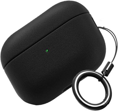 Minesk Airpods Pro 3 ile Uyumlu Leather Skin Parmak izi Tutmayan ve Çizilmeyen Dış Yüzeye Sahip Mükemmel Koruma Sağlayan Orta Sertlikte Silikon Kılıf (Siyah, Airpods Pro 3. Nesil 2025)