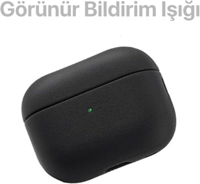 Minesk Airpods Pro 3 ile Uyumlu Leather Skin Parmak izi Tutmayan ve Çizilmeyen Dış Yüzeye Sahip Mükemmel Koruma Sağlayan Orta Sertlikte Silikon Kılıf (Siyah, Airpods Pro 3. Nesil 2025)