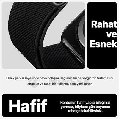 Minesk Apple Watch için Uyumlu Bilek Kalınlığına Göre Ayarlanabilir Yumuşak Kumaşlı ve İnce Görünümlü Dayanıklı Sık Dokuma K - Seçenekler: Siyah, No-2, No-3, No-4, No-5, No-7, No-10, Haki, Koyu Gri...