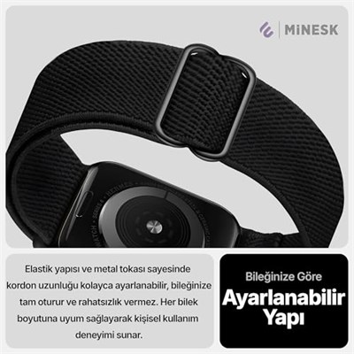 Minesk Apple Watch için Uyumlu Bilek Kalınlığına Göre Ayarlanabilir Yumuşak Kumaşlı ve İnce Görünümlü Dayanıklı Sık Dokuma K - Seçenekler: Siyah, No-2, No-3, No-4, No-5, No-7, No-10, Haki, Koyu Gri...