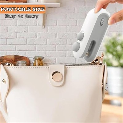 Mini Bag Sealer şarj edilebilir, taşınabilir 2si 1 arada conta ve kesme, mini atıştırmalık çantası, ısı geçirmez, USB el ısı mühürleyici, plastik torba mühürleyici, gıda saklama için