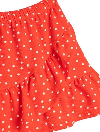 Mini Etek Fırfırlı Katlı Beli Lastikli Puantiyeli