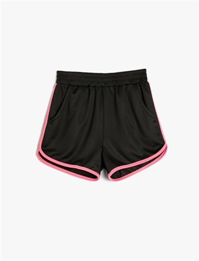Mini Şort Beli Lastikli Cepli Biyeli
