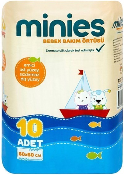 Minies Bebek Bakım Örtüsü 60x60 Cm 10 Adet, 20000031102200