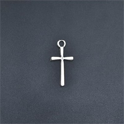 Minimal Haç Erkek Kadın Kolye Antik Gümüş Kaplama - 60 cm Düz Zincir