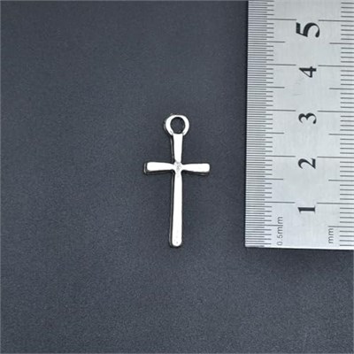 Minimal Haç Erkek Kadın Kolye Antik Gümüş Kaplama - 60 cm Düz Zincir