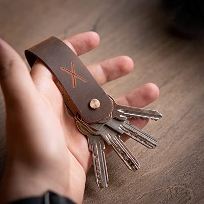 minimal X Uzun Anahtarlık, Hakiki Deri Anahtarlık, Kolay Kullanım ve Çizilmelere Karşı Önleyici, Minimalist Şık Tasarım