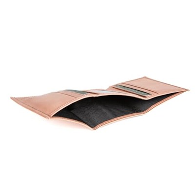 Minimalist Trifold Küçük Deri Kartlık - İnce RFID Korumalı Premium Hakiki Deri Erkek Cüzdan (Apex Coral)