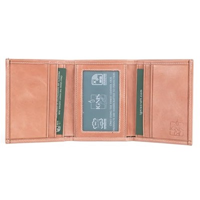 Minimalist Trifold Küçük Deri Kartlık - İnce RFID Korumalı Premium Hakiki Deri Erkek Cüzdan (Apex Coral)